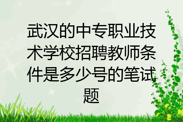 武汉的中专职业技术学校招聘教师条件是多少号的笔试题