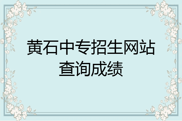 黄石中专招生网站查询成绩