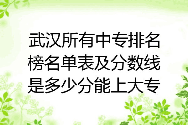 武汉所有中专排名榜名单表及分数线是多少分能上大专
