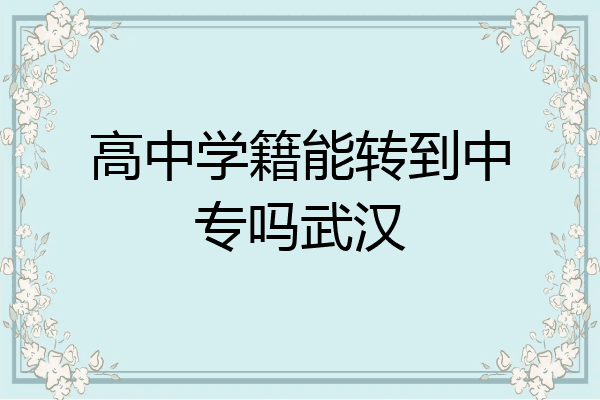 高中学籍能转到中专吗武汉