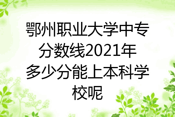 鄂州职业大学中专分数线2021年多少分能上本科学校呢