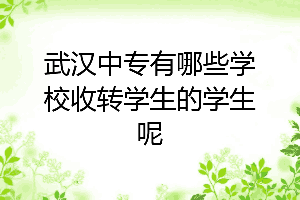 武汉中专有哪些学校收转学生的学生呢