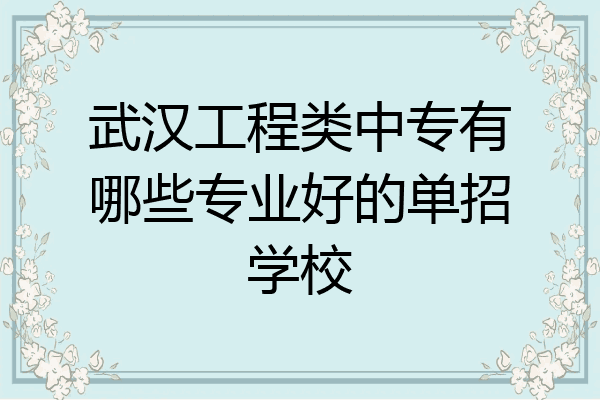 武汉工程类中专有哪些专业好的单招学校