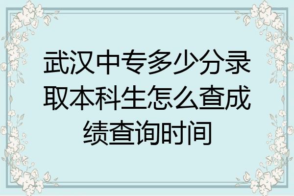 武汉中专多少分录取本科生怎么查成绩查询时间