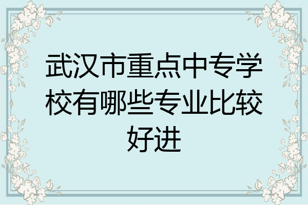 武汉市重点中专学校有哪些专业比较好进