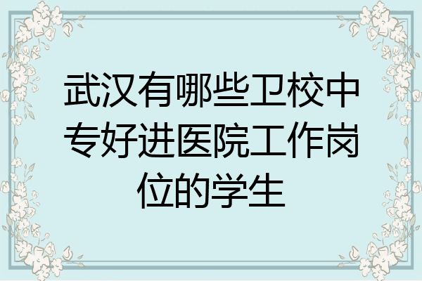武汉有哪些卫校中专好进医院工作岗位的学生