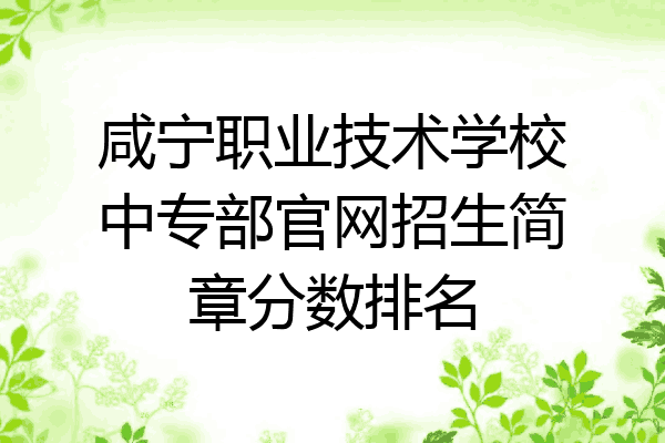 咸宁职业技术学校中专部官网招生简章分数排名