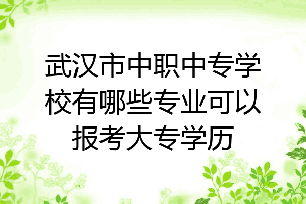 武汉市中职中专学校有哪些专业可以报考大专学历