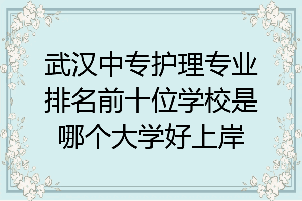 武汉中专护理专业排名前十位学校是哪个大学好上岸