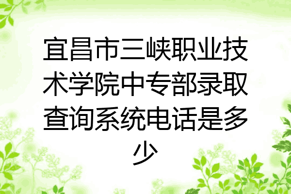宜昌市三峡职业技术学院中专部录取查询系统电话是多少