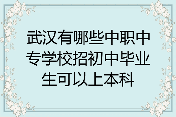武汉有哪些中职中专学校招初中毕业生可以上本科