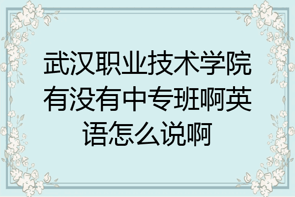 武汉职业技术学院有没有中专班啊英语怎么说啊