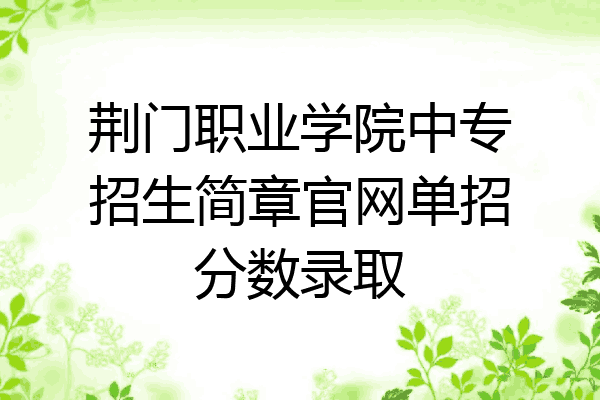 荆门职业学院中专招生简章官网单招分数录取