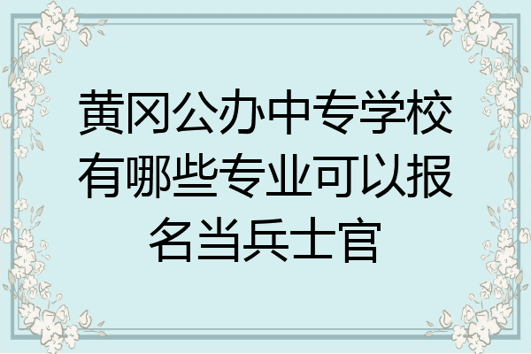 黄冈公办中专学校有哪些专业可以报名当兵士官