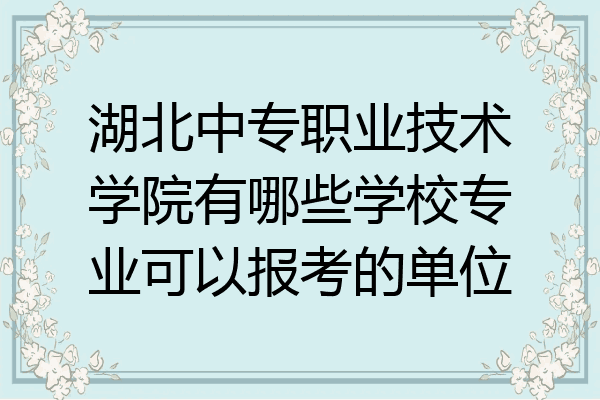 湖北中专职业技术学院有哪些学校专业可以报考的单位