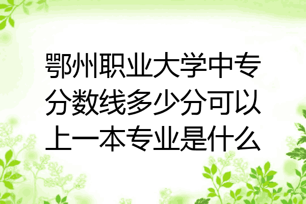 鄂州职业大学中专分数线多少分可以上一本专业是什么