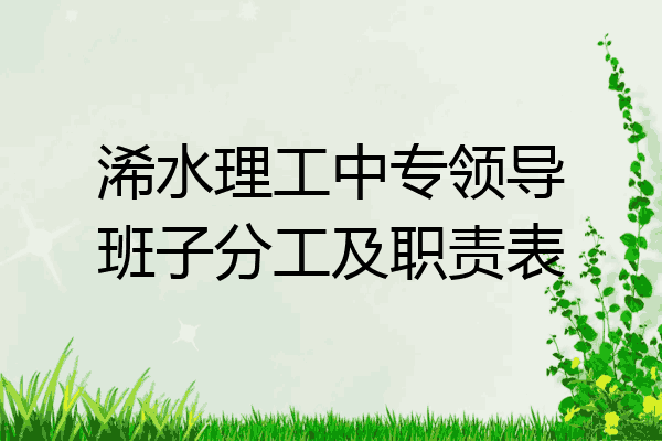浠水理工中专领导班子分工及职责表