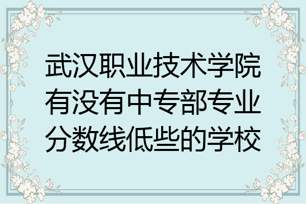 武汉职业技术学院有没有中专部专业分数线低些的学校