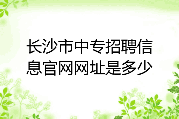 长沙市中专招聘信息官网网址是多少
