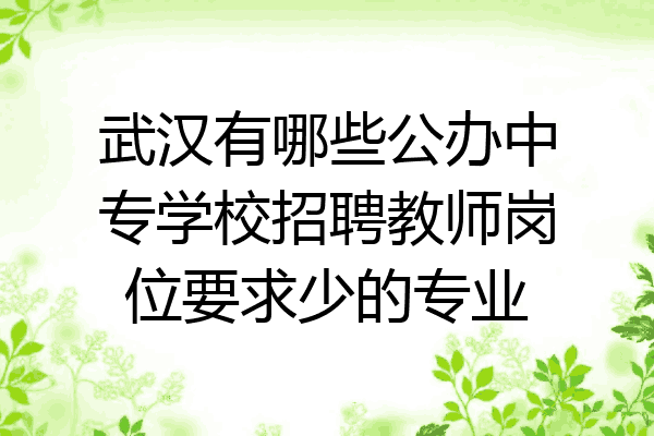 武汉有哪些公办中专学校招聘教师岗位要求少的专业