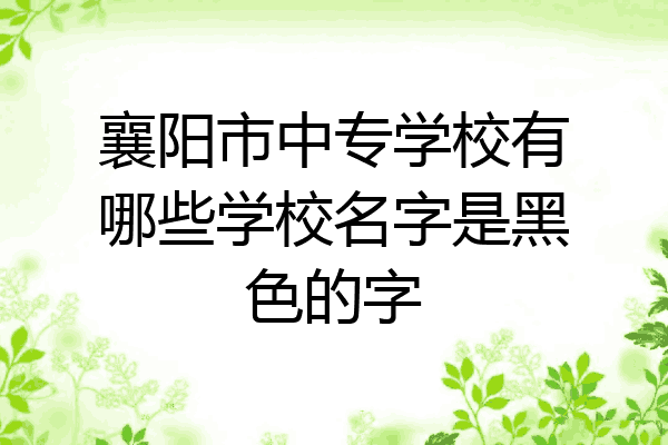 襄阳市中专学校有哪些学校名字是黑色的字