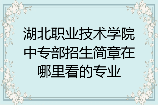湖北职业技术学院中专部招生简章在哪里看的专业