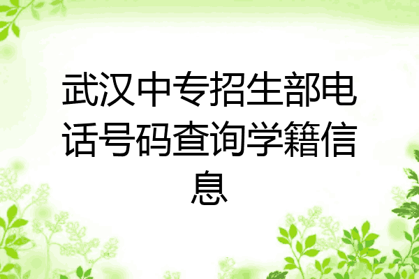 武汉中专招生部电话号码查询学籍信息