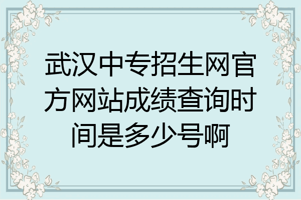 武汉中专招生网官方网站成绩查询时间是多少号啊