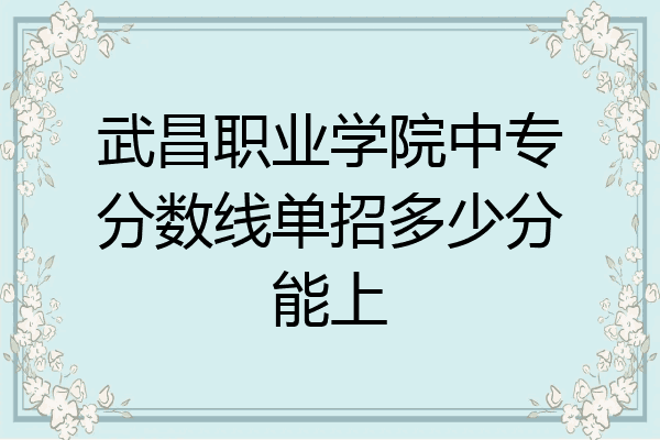 武昌职业学院中专分数线单招多少分能上