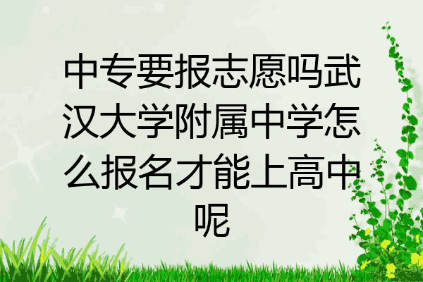 中专要报志愿吗武汉大学附属中学怎么报名才能上高中呢