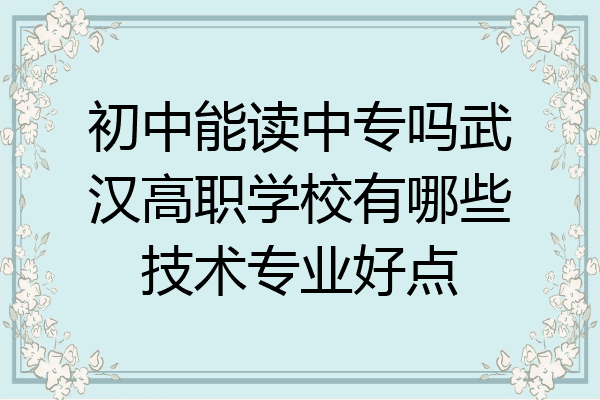 初中能读中专吗武汉高职学校有哪些技术专业好点