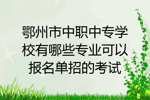 鄂州市中职中专学校有哪些专业可以报名单招的考试