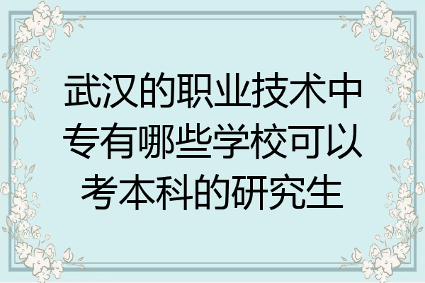 武汉的职业技术中专有哪些学校可以考本科的研究生
