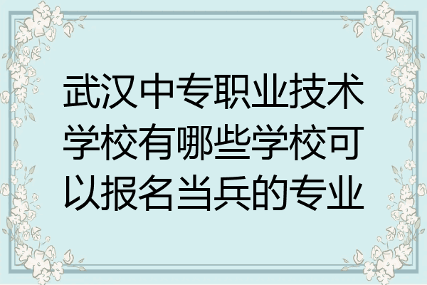 武汉中专职业技术学校有哪些学校可以报名当兵的专业
