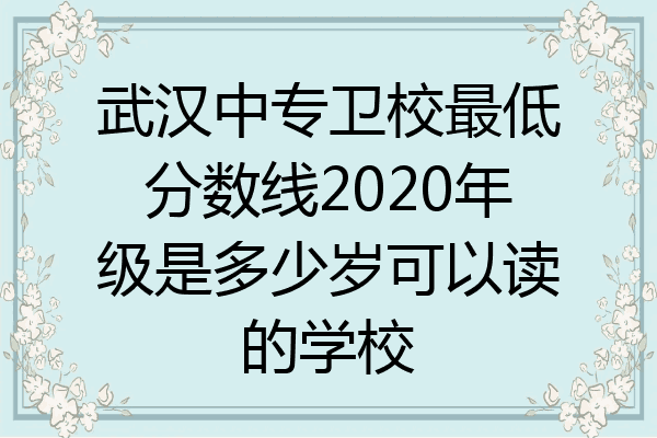 武汉中专卫校最低分数线2020年级是多少岁可以读的学校