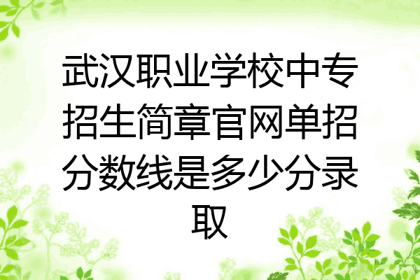 武汉职业学校中专招生简章官网单招分数线是多少分录取