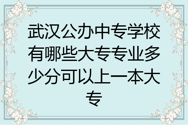 武汉公办中专学校有哪些大专专业多少分可以上一本大专