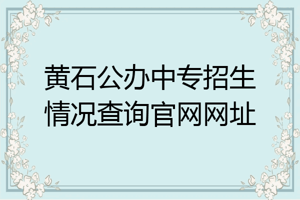 黄石公办中专招生情况查询官网网址
