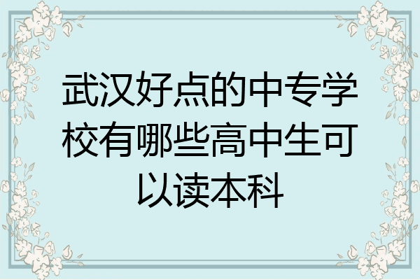武汉好点的中专学校有哪些高中生可以读本科