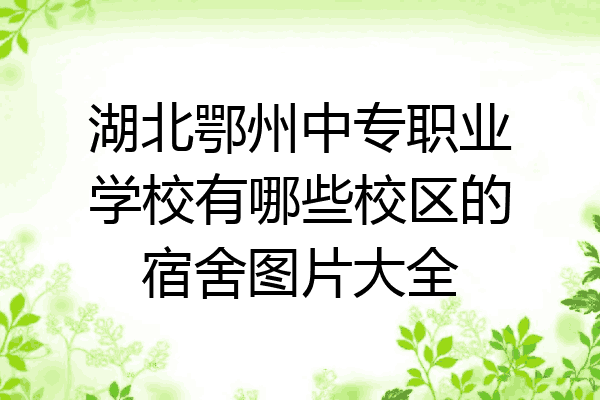 湖北鄂州中专职业学校有哪些校区的宿舍图片大全