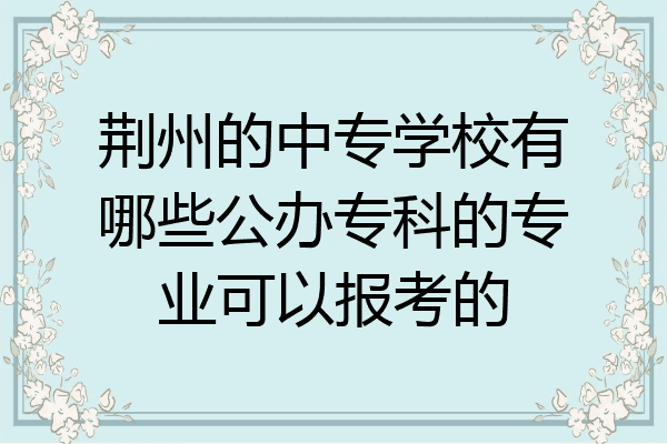 荆州的中专学校有哪些公办专科的专业可以报考的