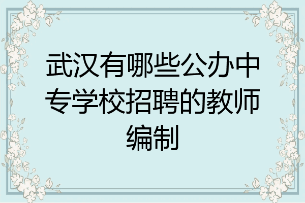 武汉有哪些公办中专学校招聘的教师编制