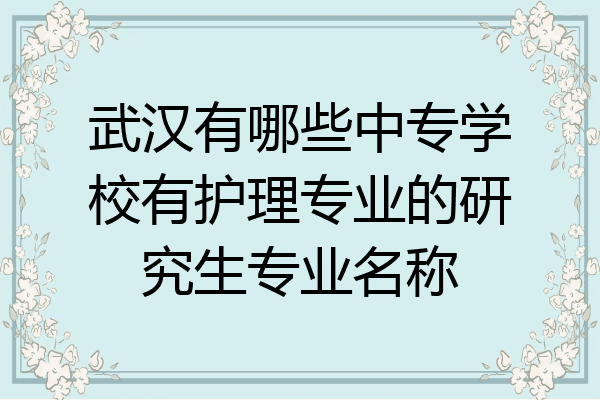 武汉有哪些中专学校有护理专业的研究生专业名称