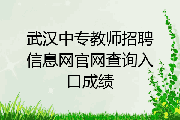 武汉中专教师招聘信息网官网查询入口成绩