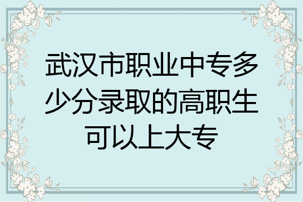武汉市职业中专多少分录取的高职生可以上大专