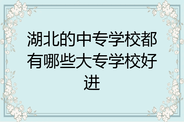 湖北的中专学校都有哪些大专学校好进