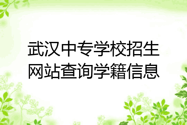 武汉中专学校招生网站查询学籍信息