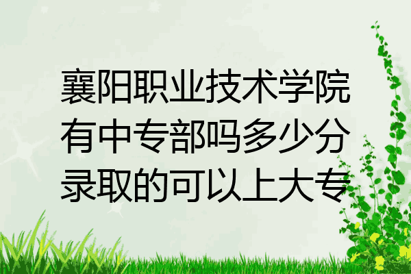 襄阳职业技术学院有中专部吗多少分录取的可以上大专