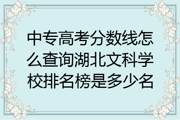 中专高考分数线怎么查询湖北文科学校排名榜是多少名