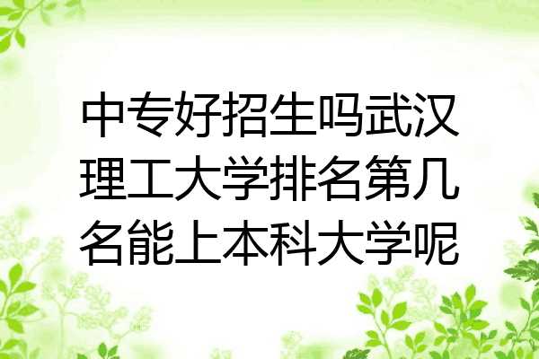 中专好招生吗武汉理工大学排名第几名能上本科大学呢